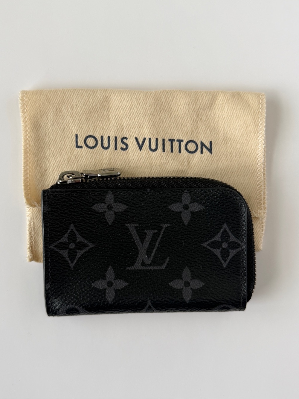 Louis Vuitton Monogram Eclipse L-Zip Coin Purse / Key Pouch (w/ Dust Bag)